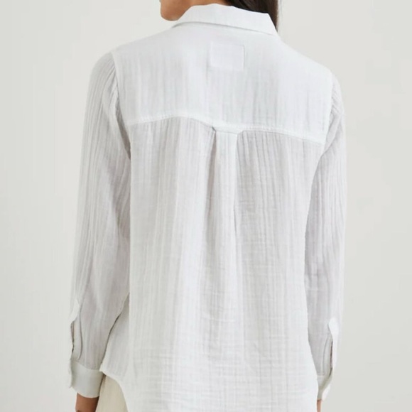 Rails Ellis Shirt XS White Gauze 100% Organic Cotton - Picture 4 of 11